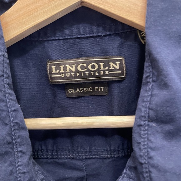 Lincoln‎ Outfitters Mens Button-Up Shirt 2XL Short Sleeve Flap Pockets Navy - Picture 3 of 7